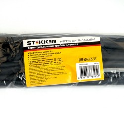 Набор термоусадочных трубок STEKKER HSTG-642-100BK усадка 3:1, 100см, черный, 10шт