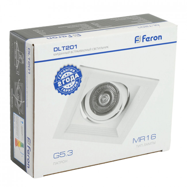 Светильник встраиваемый Feron DLT201 потолочный MR16 G5.3 белый, артикул FERON 29770