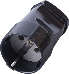 Розетка STEKKER PST16-40-200  переносная одноместная с заземляющим контактом, пластик 250В, 16А, IP20, черный
