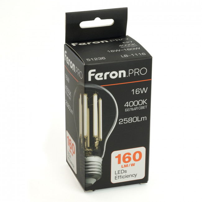 Лампа светодиодная Feron.PRO LB-1116 Шар E27 2580LM 16W 175-265V 4000K, артикул FERON 51236 Лампа светодиодная Feron.PRO LB-1116 Шар E27 2580LM 16W 175-265V 4000K, артикул FERON 51236