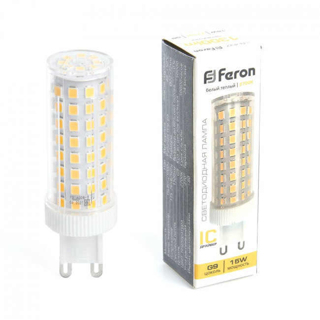 Лампа светодиодная Feron LB-437 G9 15W 175-265V 2700K, артикул FERON 38212 Лампа светодиодная Feron LB-437 G9 15W 175-265V 2700K, артикул FERON 38212