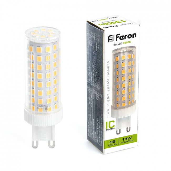Лампа светодиодная Feron LB-437 G9 15W 175-265V 4000K, артикул FERON 38213
