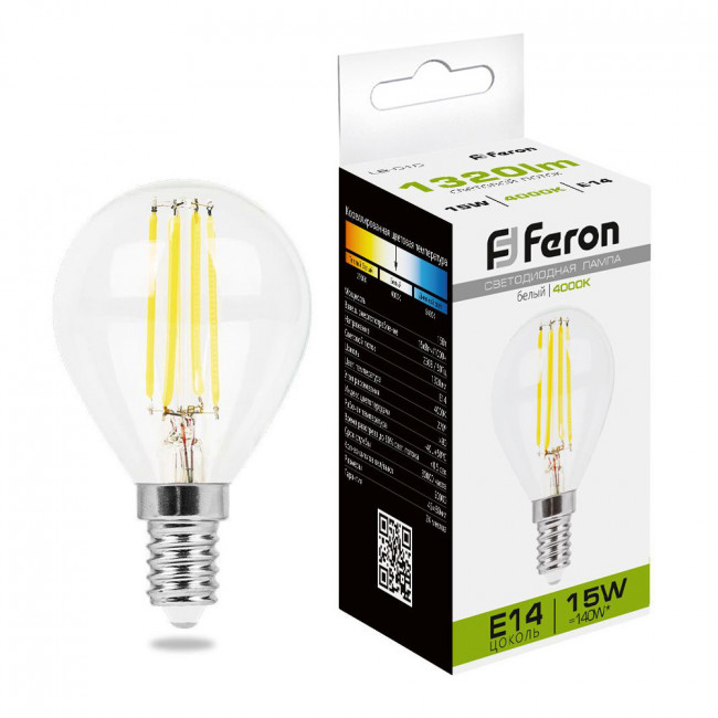 Лампа светодиодная Feron LB-515 Шарик E14 15W 230V 4000K, артикул FERON 38250