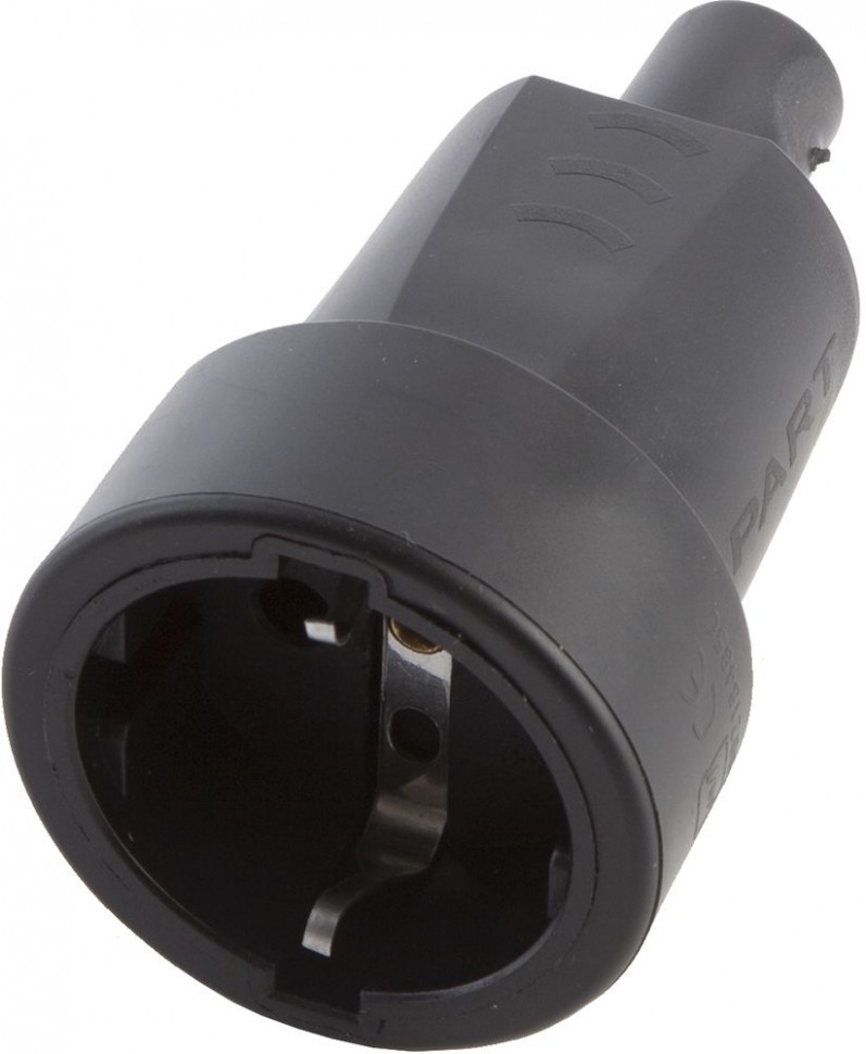 Розетка STEKKER PST16-30-440 переносная одноместная с заземляющим контактом, пластик 250В, 16А, IP44, черная 32846 