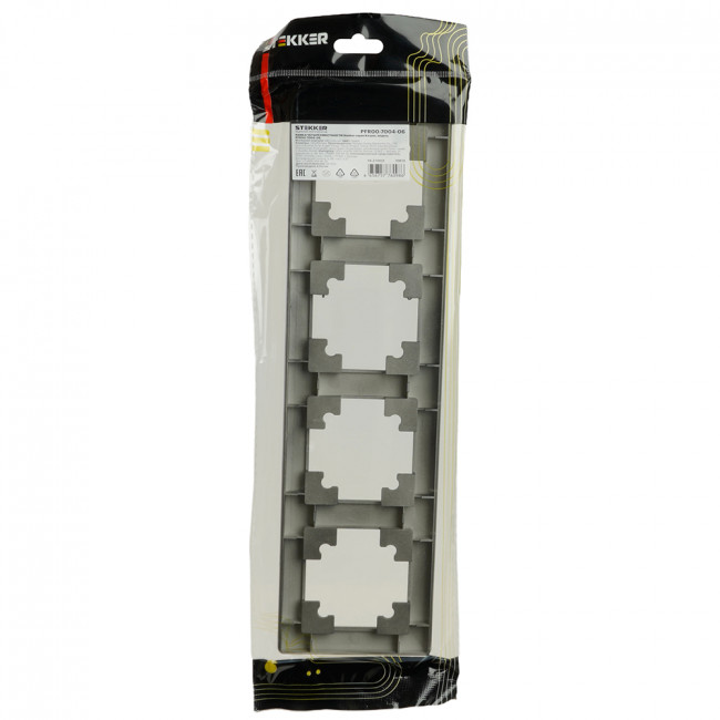 Рамка STEKKER, PFR00-7004-06 4-местная, пластик, серия Катрин, графит, артикул STEKKER 39810