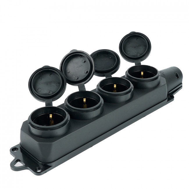 Розетка переносная 4-местная c/з, STEKKER, RST16-24-44, 250В, 16А, IP44, черный, артикул STEKKER 39019 Розетка переносная 4-местная c/з, STEKKER, RST16-24-44, 250В, 16А, IP44, черный, артикул STEKKER 39019