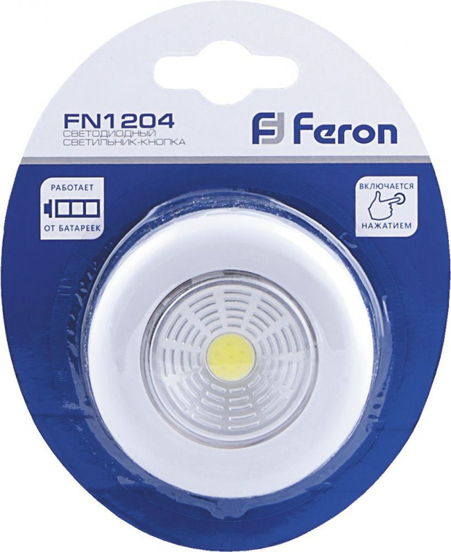 Светодиодный светильник-кнопка Feron FN1204 (1шт в блистере), 2W, серебро, артикул FERON 23374