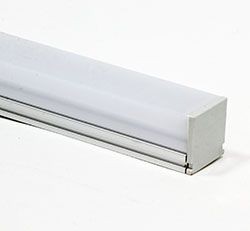 Алюминиевый профиль для светодиодной ленты "накладной" с заглушками, c квадратной крышкой, серебро, CAB275