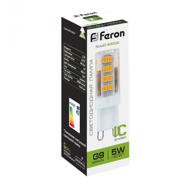 Лампа светодиодная Feron LB-432 G9 5W 175-265V 4000K, артикул FERON 25770 Лампа светодиодная Feron LB-432 G9 5W 175-265V 4000K, артикул FERON 25770