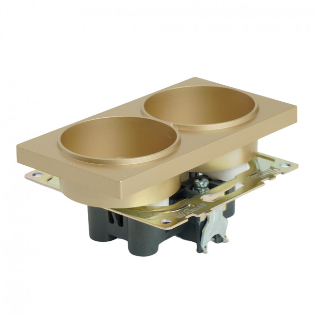 GLS10-7113-08 Розетка 2-местная с защитной шторкой (механизм) б/з, 250В, 10А, серия Катрин, золото, артикул STEKKER 49225 GLS10-7113-08 Розетка 2-местная с защитной шторкой (механизм) б/з, 250В, 10А, серия Катрин, золото, артикул STEKKER 49225
