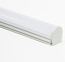 Алюминиевый профиль для светодиодной ленты "накладной" с заглушками, c круглой крышкой, серебро, CAB275