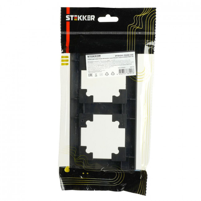 Рамка STEKKER, PFR00-7002-05 2-местная, пластик, серия Катрин, черный, артикул STEKKER 39813 Рамка STEKKER, PFR00-7002-05 2-местная, пластик, серия Катрин, черный, артикул STEKKER 39813