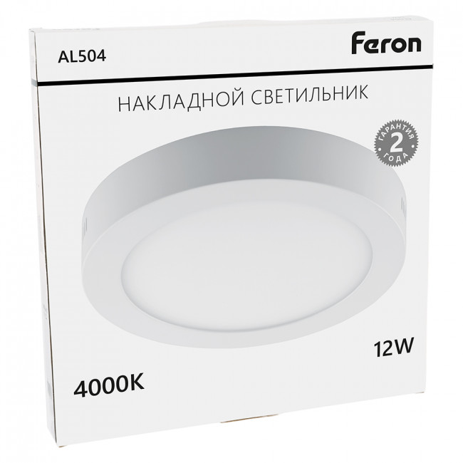 Светодиодный светильник Feron AL504 накладной 12W 4000K белый, артикул FERON 27939