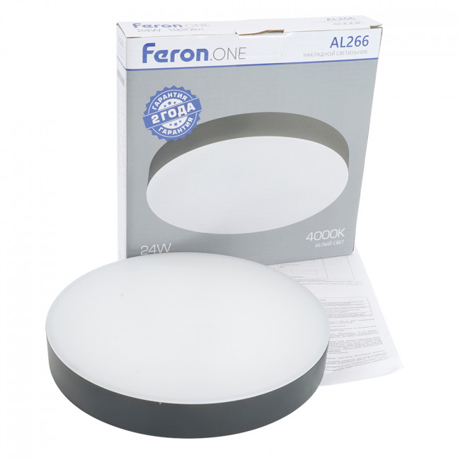 Светодиодный светильник Feron AL266 накладной 24W 4000K черный, артикул FERON 51300 Светодиодный светильник Feron AL266 накладной 24W 4000K черный, артикул FERON 51300