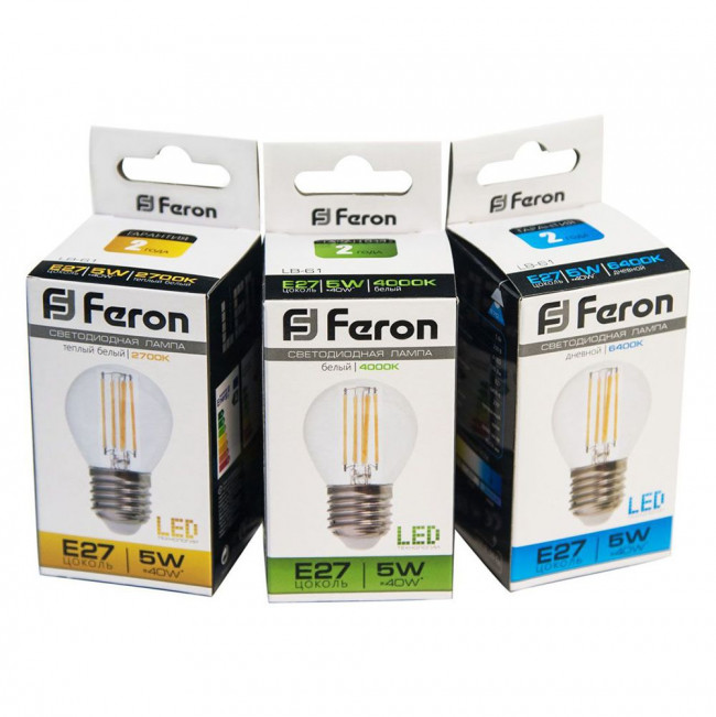 Лампа светодиодная Feron LB-61 Шарик E27 5W 230V 4000K, артикул FERON 25582