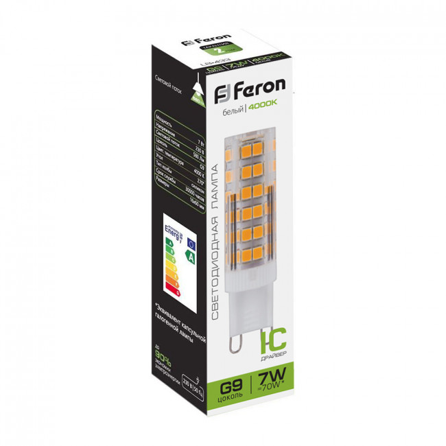 Лампа светодиодная Feron LB-433 G9 7W 175-265V 4000K, артикул FERON 25767