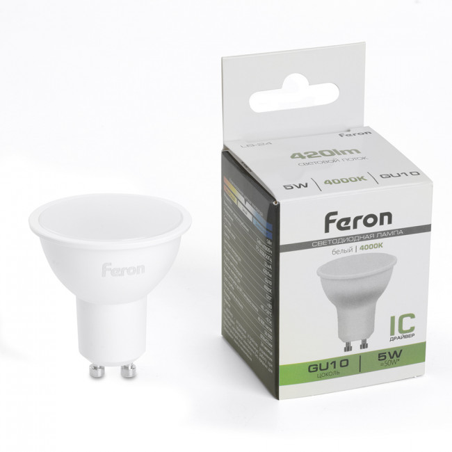 Лампа светодиодная Feron LB-24 MR16 GU10 5W 175-265V 4000K, артикул FERON 51216