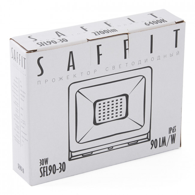 Светодиодный прожектор SAFFIT SFL90-30 IP65 30W 6400K белый, артикул SAFFIT 55072