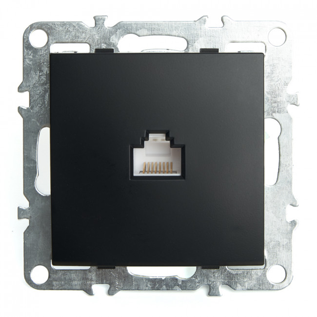 Розетка компьютерная 1-местная RJ-45 (механизм), STEKKER PST00-9107-03, серия Эрна, черный, артикул STEKKER 49151