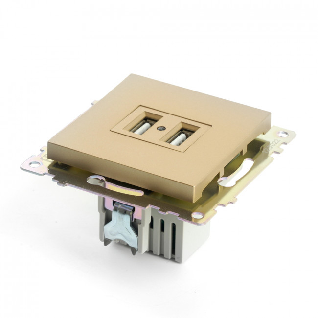 Розетка 2-местная USB (механизм), STEKKER, GLS10-7115-08, 250В, 2,1А, серия Катрин, золото, артикул STEKKER 49229 Розетка 2-местная USB (механизм), STEKKER, GLS10-7115-08, 250В, 2,1А, серия Катрин, золото, артикул STEKKER 49229