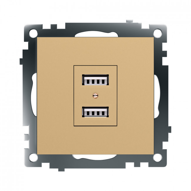 Розетка 2-местная USB (механизм), STEKKER, GLS10-7115-08, 250В, 2,1А, серия Катрин, золото, артикул STEKKER 49229 Розетка 2-местная USB (механизм), STEKKER, GLS10-7115-08, 250В, 2,1А, серия Катрин, золото, артикул STEKKER 49229