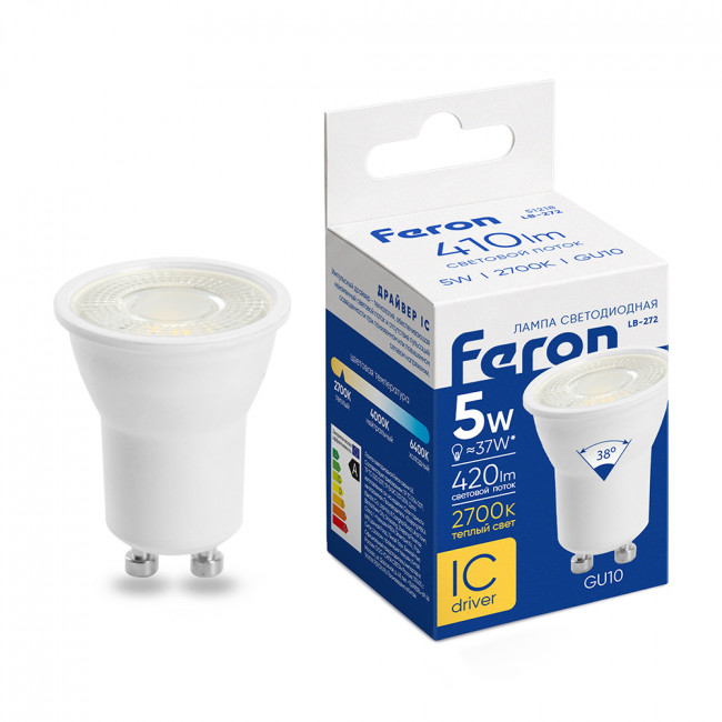 Лампа светодиодная Feron LB-272 MR11 GU10 5W 175-265V 2700K, артикул FERON 51218 Лампа светодиодная Feron LB-272 MR11 GU10 5W 175-265V 2700K, артикул FERON 51218