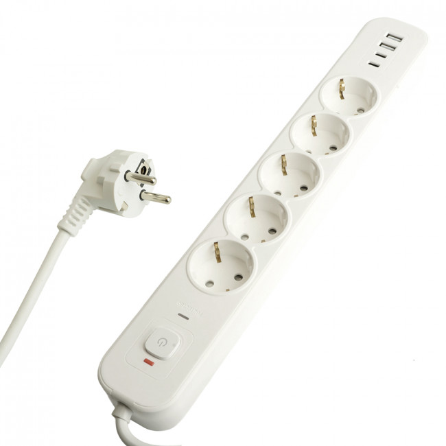 Сетевой фильтр 5-местный с/з STEKKER 3x1мм2, 3 м, 250В, 16А, 2 USB-A+2 Type-C 3, серия Nova, белый, артикул STEKKER 50103 Сетевой фильтр 5-местный с/з STEKKER 3x1мм2, 3 м, 250В, 16А, 2 USB-A+2 Type-C 3, серия Nova, белый, артикул STEKKER 50103