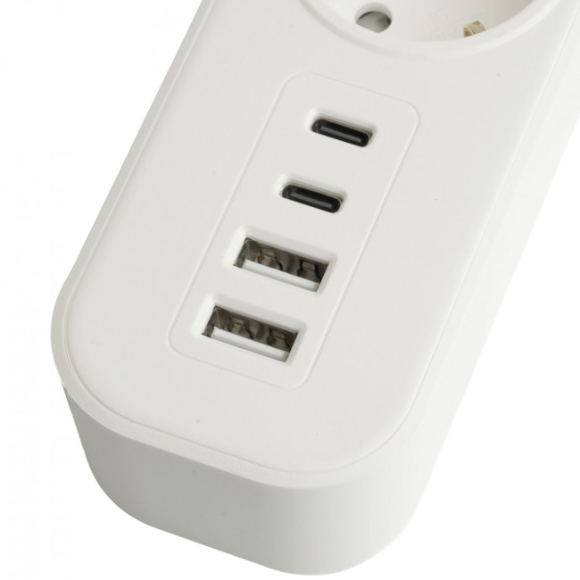 Сетевой фильтр 5-местный с/з STEKKER 3x1мм2, 3 м, 250В, 16А, 2 USB-A+2 Type-C 3, серия Nova, белый, артикул STEKKER 50103 Сетевой фильтр 5-местный с/з STEKKER 3x1мм2, 3 м, 250В, 16А, 2 USB-A+2 Type-C 3, серия Nova, белый, артикул STEKKER 50103