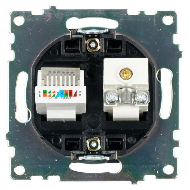 Розетка TV + компьютерная RJ-45 (механизм), STEKKER GLS00-7106-05, серия Катрин, черный, артикул STEKKER 49182