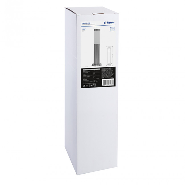 Светильник садово-парковый Feron DH022-450, Техно столб, 18W E27 230V, серебро, артикул FERON 11809