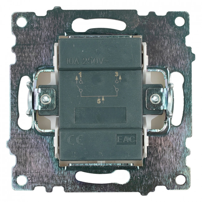 Выключатель 2-клавишный (механизм), STEKKER GLS10-7104-01, 250V, 10А, серия Катрин, белый, артикул STEKKER 39300