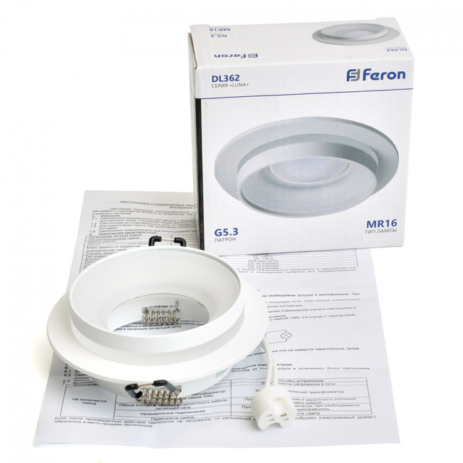 Светильник встраиваемый Feron DL362 LUNA потолочный MR16 G5.3 белый, артикул FERON 48813 Светильник встраиваемый Feron DL362 LUNA потолочный MR16 G5.3 белый, артикул FERON 48813