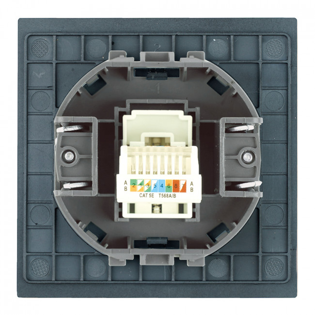 Розетка компьютерная 1-местная RJ-45 (механизм), STEKKER, серия Мия, RST00-3117-05, черный бархат, артикул STEKKER 50450