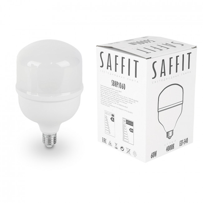 Лампа светодиодная SAFFIT SBHP1060 E27-E40 60W 230V 4000K, артикул SAFFIT 55096 Лампа светодиодная SAFFIT SBHP1060 E27-E40 60W 230V 4000K, артикул SAFFIT 55096