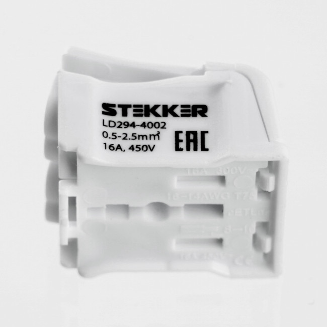 Клемма монтажная STEKKER, LD294-4002, для подключения фазных проводников, 2 контактные группы (3 ввода, 3 вывода на полюс), артикул STEKKER 32733
