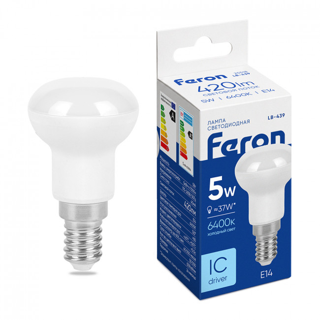 Лампа светодиодная Feron LB-439 E14 5W 175-265V 6400K, артикул FERON 25518 Лампа светодиодная Feron LB-439 E14 5W 175-265V 6400K, артикул FERON 25518