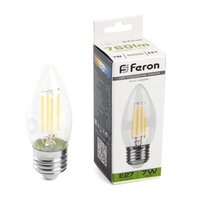 Лампа светодиодная Feron LB-66 Свеча E27 7W 230V 4000K, артикул FERON 38271 Лампа светодиодная Feron LB-66 Свеча E27 7W 230V 4000K, артикул FERON 38271