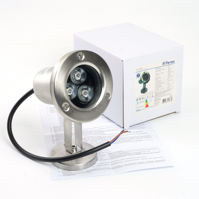 Светодиодный прожектор подводный Feron LL-822, 3W, AC/DC24V, низковольтный, 6400K, металлик, 80*80*130mm, IP68, артикул FERON 48455 Светодиодный прожектор подводный Feron LL-822, 3W, AC/DC24V, низковольтный, 6400K, металлик, 80*80*130mm, IP68, артикул FERON 48455