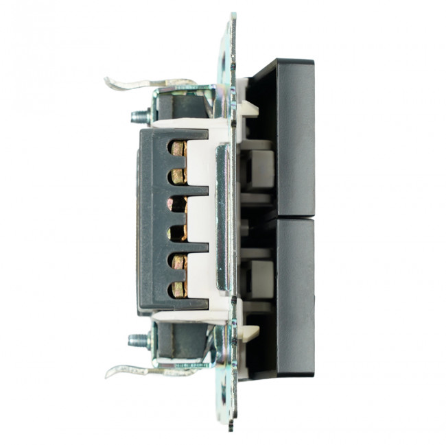 Переключатель 2-клавишный (механизм), STEKKER GLS10-7107-05, 250V, 10А, серия Катрин, черный, артикул STEKKER 49167