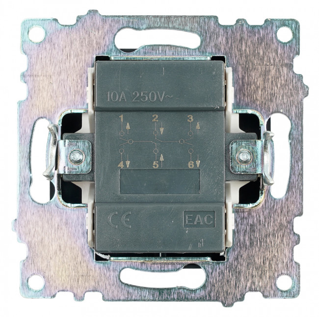 Переключатель 2-клавишный (механизм), STEKKER GLS10-7107-05, 250V, 10А, серия Катрин, черный, артикул STEKKER 49167