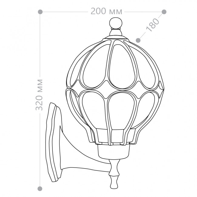 Светильник садово-парковый Feron PL3701  круглый на стену вверх 60W 230V E27, черное золото, артикул FERON 11349