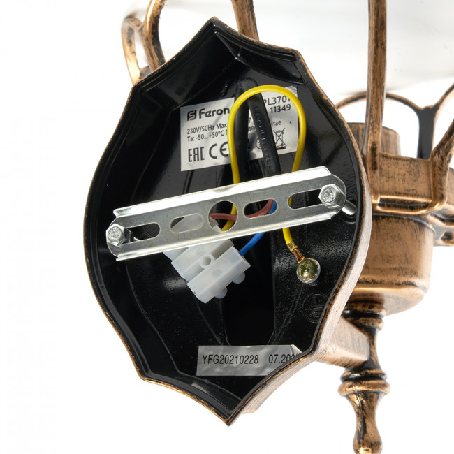 Светильник садово-парковый Feron PL3701  круглый на стену вверх 60W 230V E27, черное золото, артикул FERON 11349